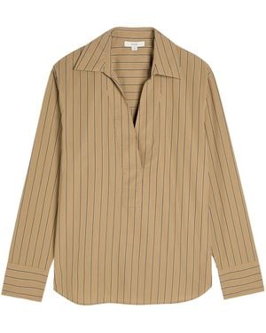 Vince Striped Cotton-Poplin Popover Shirt - Natural
