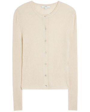 Vince Ribbed Cashmere And Silk-Blend Cardigan - Natural
