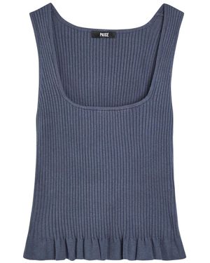 PAIGE Bronwyn Ribbed Cotton-Blend Tank - Blue