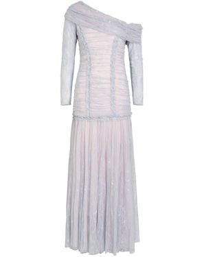 Needle & Thread Gigi Lace One-Shoulder Tulle Gown - Gray