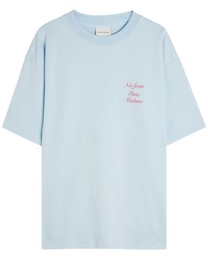 Drole de Monsieur Le T-Shirt Slogan Logo-Print Cotton T-Shirt - Blue