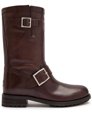 Jimmy Choo Biker Leather Mid-Calf Boots - Brown
