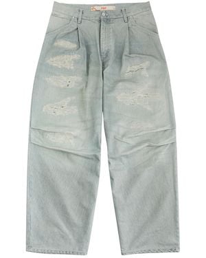 PDF CHANNEL Fat Angelo Distressed Wide-Leg Jeans - Blue