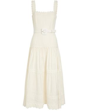 Rebecca Vallance Kahlia Appliquéd Linen-Blend Midi Dress - White