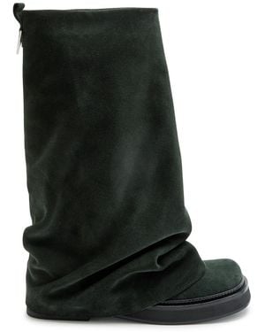 The Attico Robin Layered Suede Combat Boots - Black