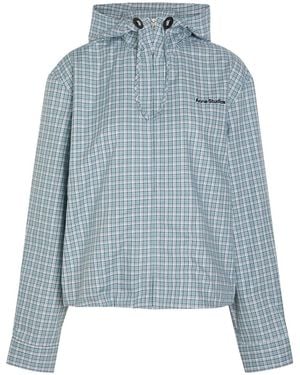 Acne Studios Plaid Hooded Cotton Jacket - Blue