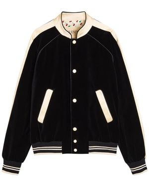 Valentino Garavani Satin-Trim Velvet Bomber Jacket - Black