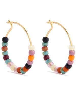 Anni Lu Beaded Hoop Earrings - Brown