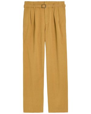 Polo Ralph Lauren Belted Cotton And Linen-Blend Trousers - Yellow