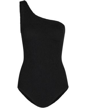 Hunza G Coverage Nancy One-Shoulder Crinkle Swimsuit - Black