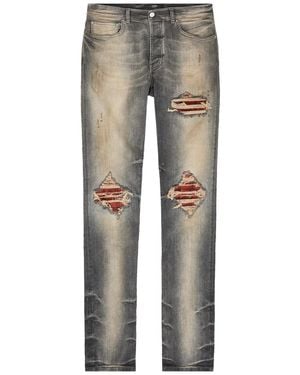 Amiri Mx1 Ripped Slim-Leg Jeans - Grey