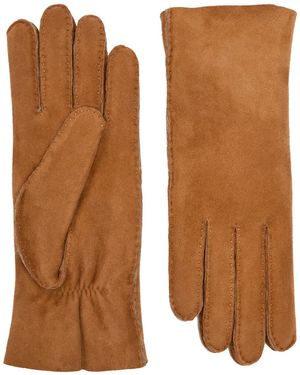 Agnelle Denise Shearling-Lined Suede Gloves - Brown