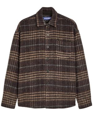 Picante Rocco Plaid Wool-Blend Overshirt - Brown