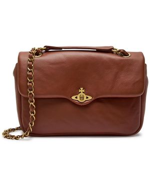 Vivienne Westwood Anita Grained Leather Shoulder Bag - Brown