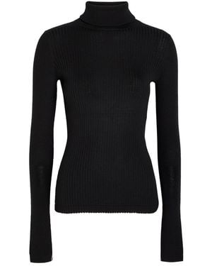 Maria McManus Ribbed Turtle-Neck Merino Wool Top - Black