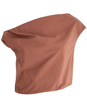 Paris Georgia Basics Alice One-Shoulder Taffeta Top - Brown