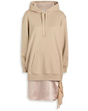 3.1 Phillip Lim Detachable-Sweatshirt Cotton And Satin Mini Dress - Natural
