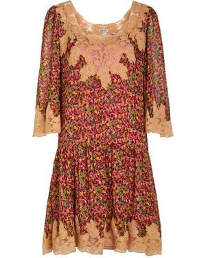 Bode Confetti Floral Silk Mini Dress - Multicolor