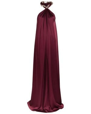 Stella McCartney Chain-Embellished Satin-Crepe Gown - Purple