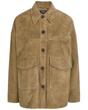 Arma Kaylee Paneled Suede Overshirt - Natural