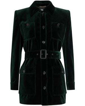 Saint Laurent Belted Velvet Jacket - Black