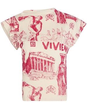 Vivienne Westwood Justine Printed Cotton And Cashmere-Blend T-Shirt - Pink
