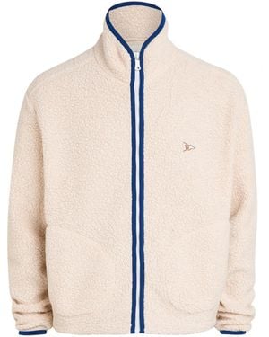 Drake's Logo-Embroidered Bouclé Jacket - Natural