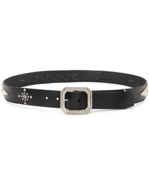CHERRY LA Studded Logo Leather Belt - Black