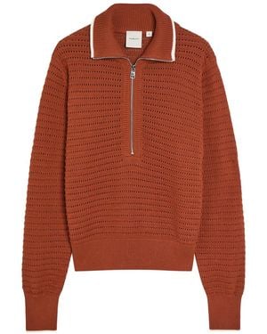 Varley Morwenna Half-Zip Cotton-Knit Jumper - Brown