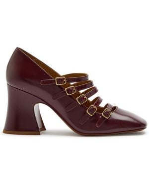 Chloé Janis 80 Multi-Strap Leather Court Shoes - Brown