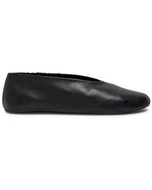 The Row Stella Shearling-Lined Leather Ballet Flats - Black