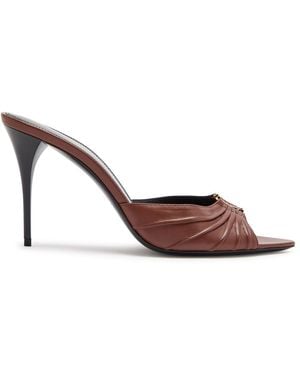 Saint Laurent Babylone 90 Pleated Leather Mules - Brown