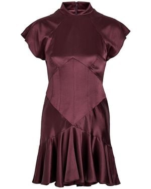 De La Vali Alizee Paneled Silk-Blend Mini Dress - Purple