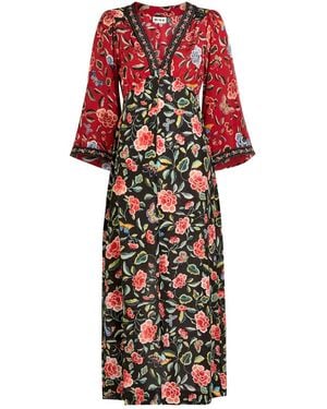 RIXO London Dahlia Floral-Print Silk-Crepe Midi Dress - White