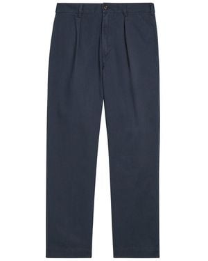 Drake's Herringbone Tapered-Leg Trousers - Blue