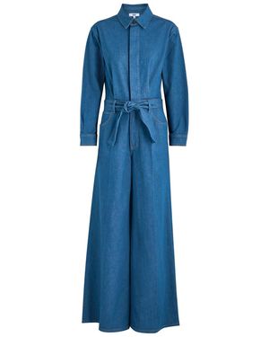 PAIGE Cameron Wide-Leg Stretch-Denim Jumpsuit - Blue