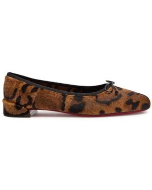 Christian Louboutin Sweetie Jane Calf-Hair Ballet Flats - Brown