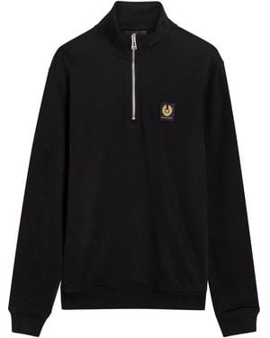 Belstaff Half-Zip Logo Cotton Sweatshirt - Black