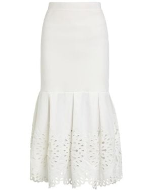 Jonathan Simkhai Eveletta Cutwork Stretch-Knit Midi Skirt - White
