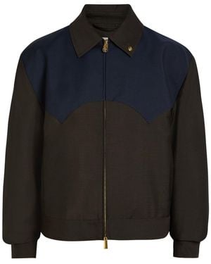 Versace Panelled Wool And Mohair-Blend Jacket - Black