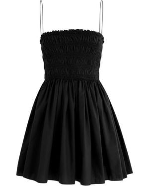 Matteau Smocked Cotton Mini Dress - Black