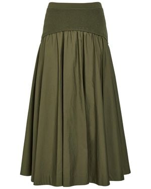 Jonathan Simkhai Ovie Cotton-Poplin Midi Skirt - Green