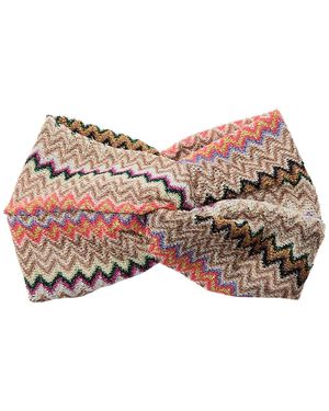 Missoni Metallic Zigzag-Intarsia Knitted Headband - Pink