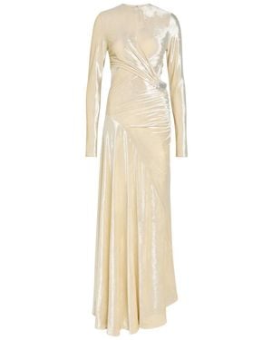 Rabanne Embellished Velour Gown - Natural