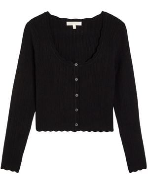 LoveShackFancy Martti Pointelle Knit Cardigan - Black