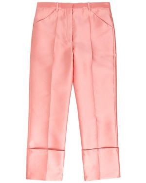 Calvin Klein Eva Turn-Up Duchess-Satin Trousers - Pink
