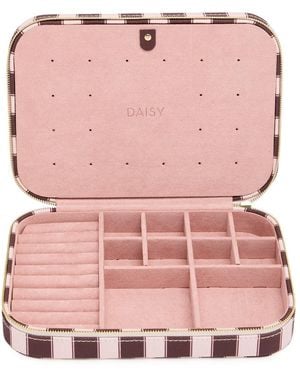 Daisy London Polly Sayer Striped Cotton Jewellery Box - Pink