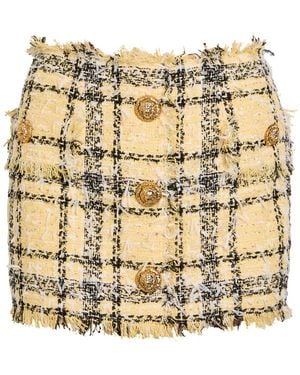 Balmain Checked Tweed Mini Skirt - Metallic