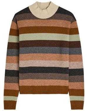 Tory Burch Striped Wool Top - Brown