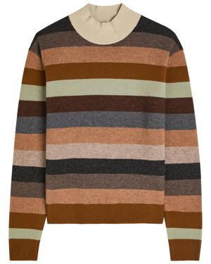 Tory Burch Striped Wool Top - Brown